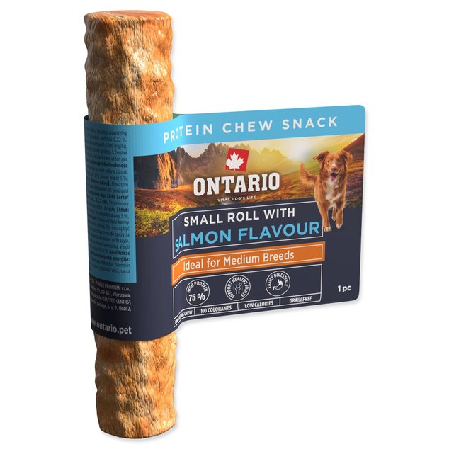 Ontario Protein csemege lazac ízű, kis rágótekercs 1db 12,7cm