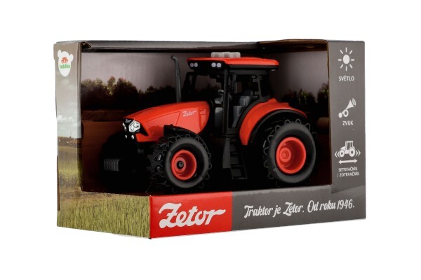 Traktor Zetor plast 9x14cm na zotrvačník na bat. so svetlom so zvukom