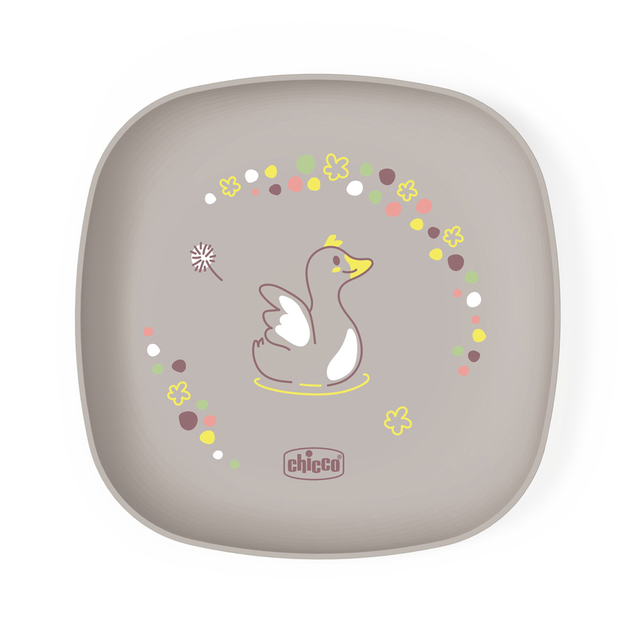 CHICCO Set za jelo - zdjela i tanjur siva 12m+
