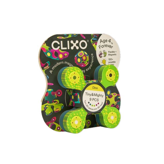 CLIXO Tiny and Mighty Dino - ensemble de construction magnétique 9 pièces