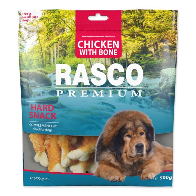 Pochúťka Rasco Premium kuracím obalené kostii 500g