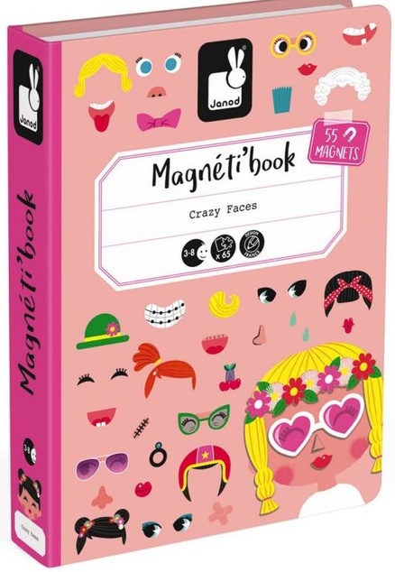 Janod Magnetibook Zábavné tváre dievčatá Magnetická kniha pre deti