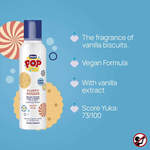 Chicco Pena na vlasy a telo Pop Vanilla wrap 200ml