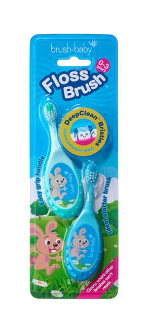Brush-baby FlossBrush 2in1, prvá zubná kefka a hryzátko 2v1, 0-3 roky