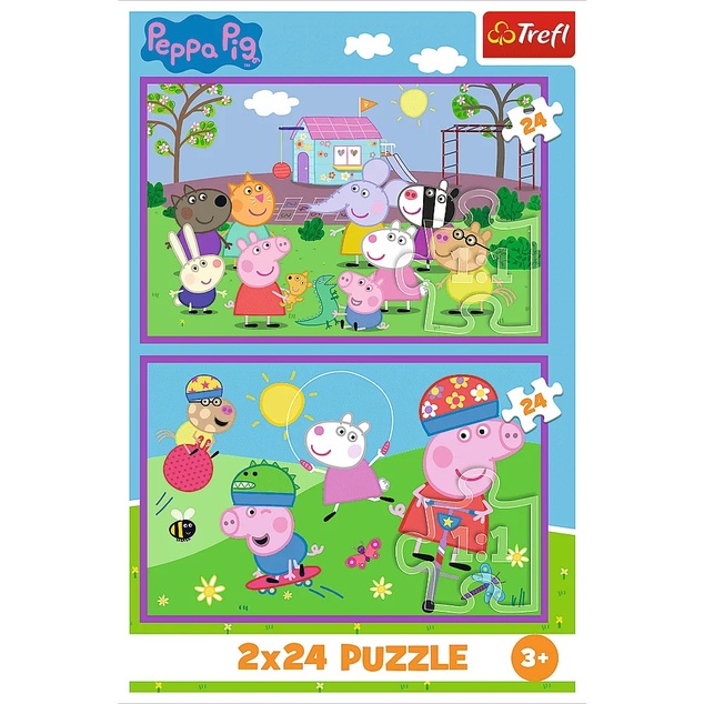Trefl Puzzle 2x24 Peppa Wutz / Peppa auf dem Spielplatz