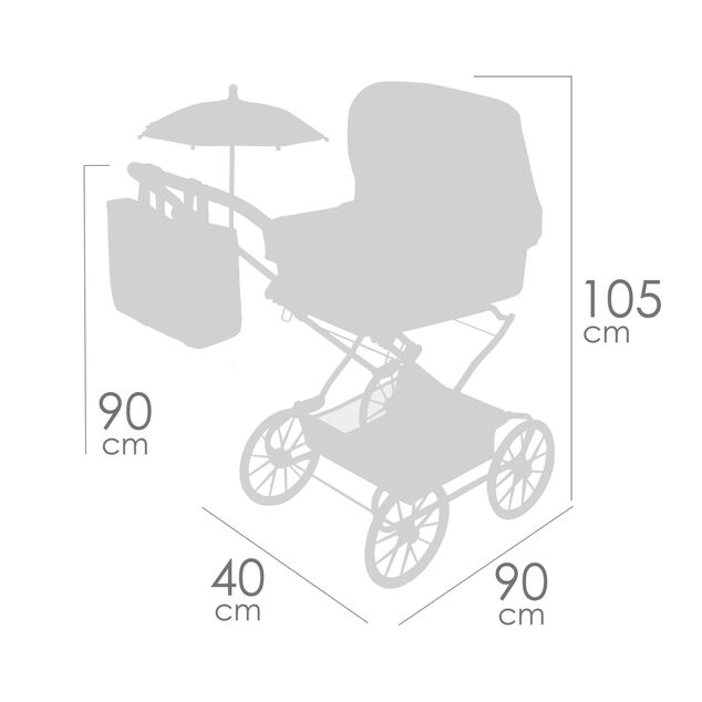 DeCuevas 82068 Passeggino pieghevole per bambole REBORN con ombrellone e accessori Botanic 2026