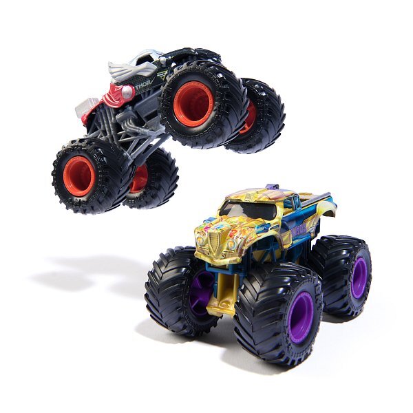 Monster Jam - zberateľský kovový model auta Monster Truck, Marvel, set 2 modelov, assort,