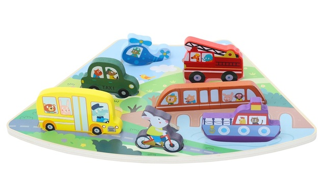 2Kids Toys Fa puzzle Közlekedési eszközök összekapcsolható