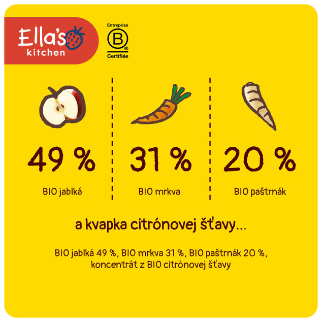 Ella's Kitchen BIO Mrkva, jablko a paštrnák (120 g)