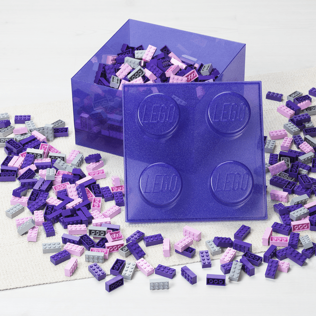 LEGO úložný box 4 s vekom - trblietavá fialová