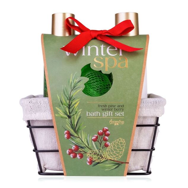 ACCENTRA Set za kupanje Winter Spa u žičanoj košari Zimsko voće 2x 100ml + 1x 10g