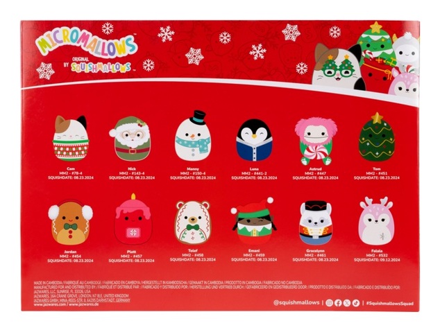 Squishmallows Micromallows 12-tägiger Plüsch-Adventskalender