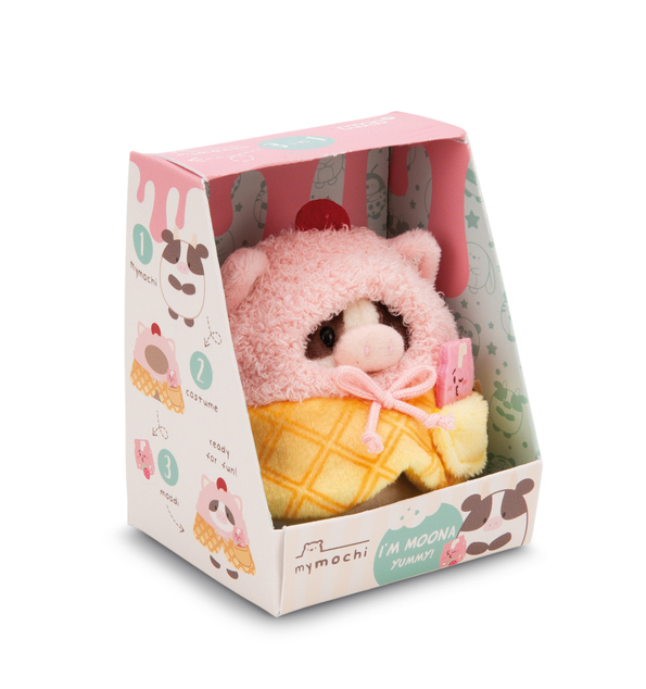 NICI plyš MyMochi Kravička Moona 8 cm v kostýme zmrzliny a milkshake, set darčekové bal.