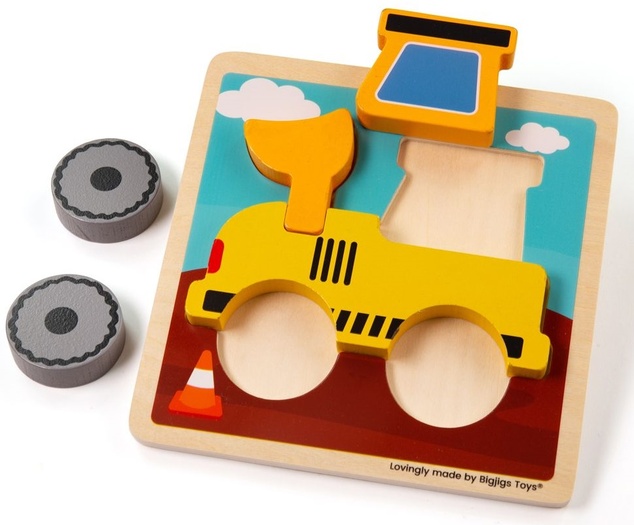 Bigjigs Toys Vkladacie puzzle Bager