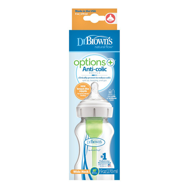 DR.BROWN'S Fľaša antikolik Options+ široké hrdlo 2x270 ml plast
