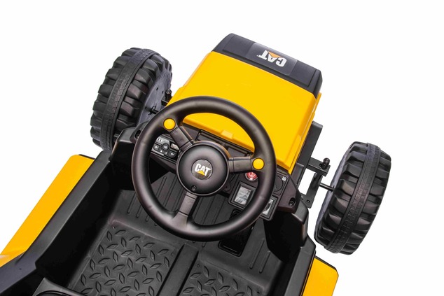 Licencovaný elektrický Báger Caterpillar, Jednomiestny, žltý, USB vstupom na MP3 Prehrávač