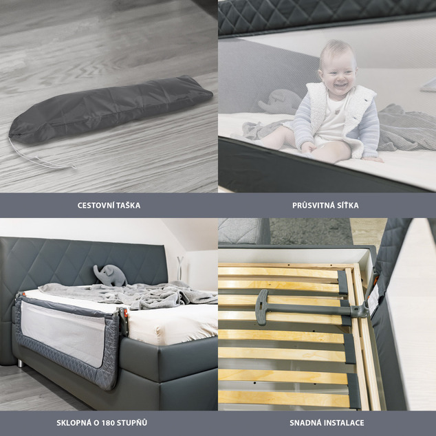 Zábrana na posteľ Monna, Silver grey