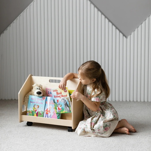 BusyKids Oboustranná knihovna na kolečkách