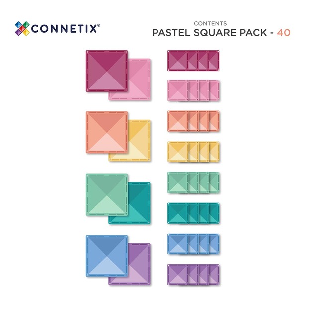 CONNETIX® Pastel Square Pack magnetická stavebnica 40 ks