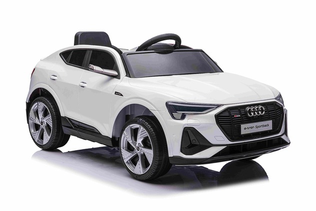 Elektrické autíčko Audi E-tron Sportback 12V, biele, široké jednomiestne sedadlo