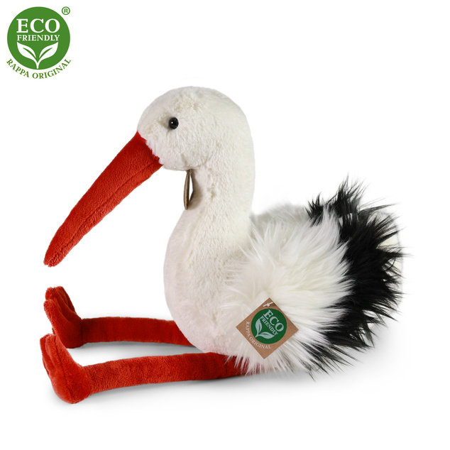 Plyšový vták bocian 39 cm ECO-FRIENDLY