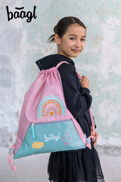 BAAGL SET 5 Zippy Arcobaleno: cartella, astuccio, sacchetto, grembiule, portafoglio