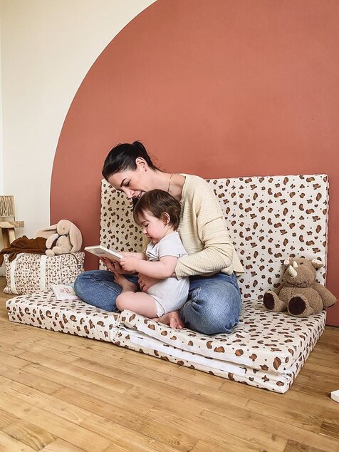 Tappetino da gioco pieghevole imbottito per bambini 5 in 1, Leopardo