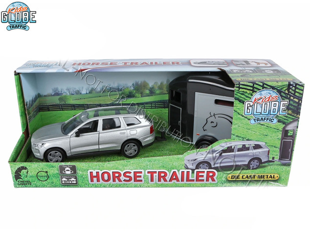 Kids Globe Traffic Volvo EX90 kov s prívesom pre kone 28cm spätný chod