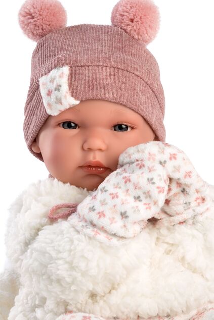 Llorens 63576 NEW BORN DIEVČATKO- realistická bábika bábätko s celovinylovým telom- 35 c
