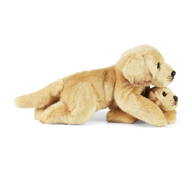 Plüschhund Labrador mit Welpen liegend 25 cm ECO-FRIENDLY