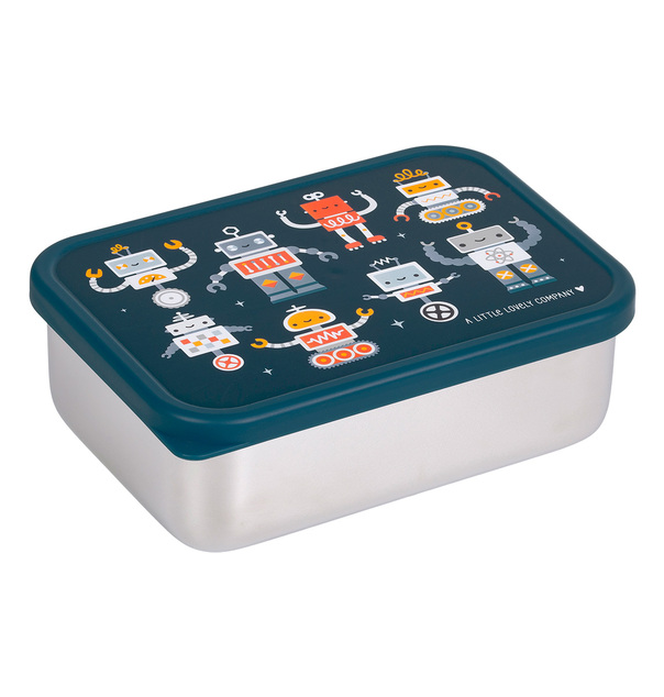 A Little Lovely Company – boîte à déjeuner en acier inoxydable avec couvercle en plastique – robots