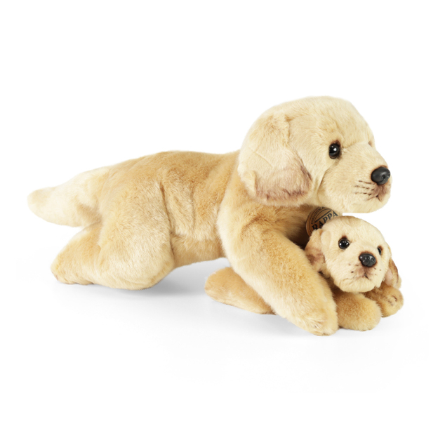 Plüschhund Labrador mit Welpen liegend 25 cm ECO-FRIENDLY