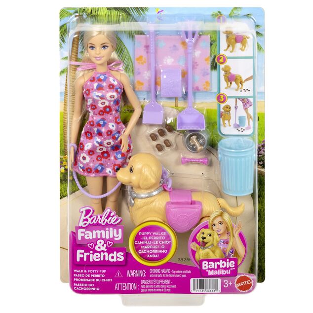 Mattel Barbie bambola con cagnolino a passeggio
