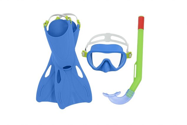 Šnorchovací set detský Essential, plutvy, okuliare, šnorchel (žlto-ružový, modro-zelený)