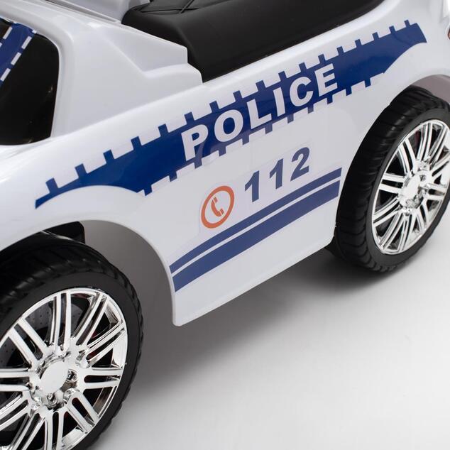 Detské odrážadlo so zvukom a vodiacou tyčou Baby Mix POLICE biele