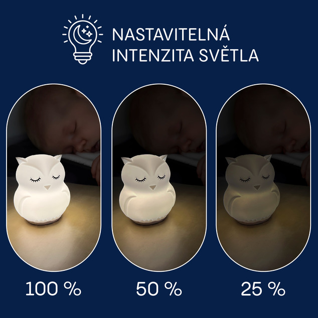 Silikónová nočná LED lampička s hudbou veľkosti L, Owl