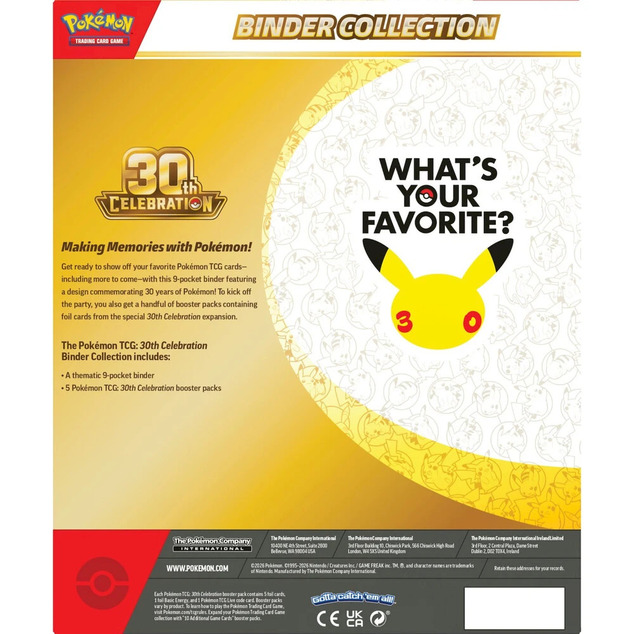 Pokémon TCG: 30. Évfordulós Binder Gyűjtemény