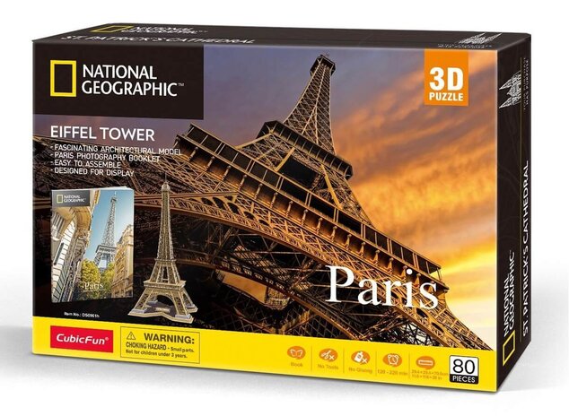 CubicFun - Puzzle 3D National Geographic - Eiffelova veža 80 dielikov