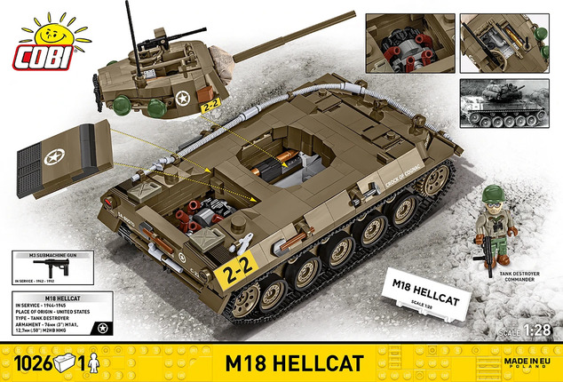 Cobi 2679 II WW M18 HELLCAT, 1:28, 1026 p, 1 f