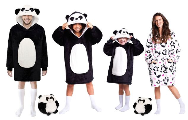 Cozy Noxxiez CH367 Panda - hrejivá televízna mikinová deka s kapucňou pre teenagerov a dos