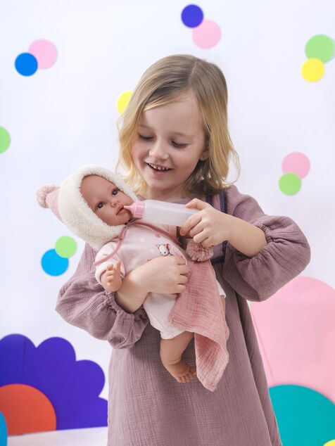 Llorens 63802 NEW BORN - muñeca bebé realista con sonidos y cuerpo de tela suave