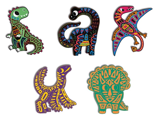 Janod Atelier Set Creativo Mini Immagini da Grattare Dinosauri 5+