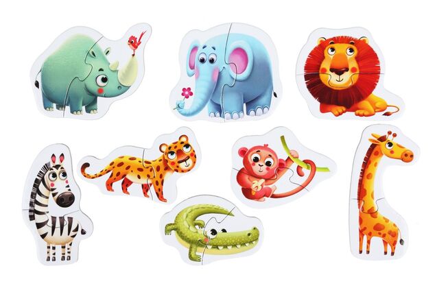 Puzzlika 14774 Afrikanische Tiere - Lernpuzzle 8 Tiere - 16 Teile