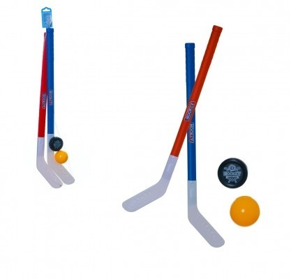 Hokejka pozemná 2ks plast 72cm + florbalová loptička + plastový puk