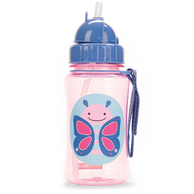 Zooflasche mit Strohhalm-Schmetterling
