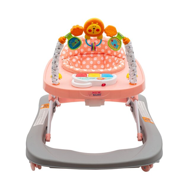 Detské chodítko so silikónovými kolieskami New Baby Forest Kingdom Pink