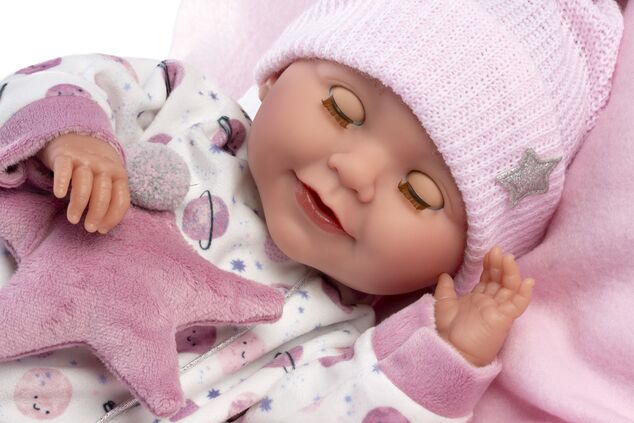 Llorens 74132 NEW BORN - žmurkacia realistická bábika bábätko so zvukmi a mäkkým látkovým