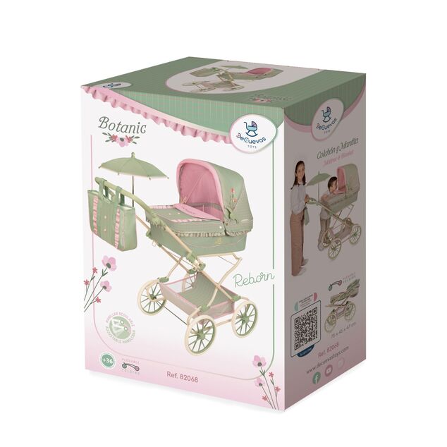 DeCuevas 82068 Passeggino pieghevole per bambole REBORN con ombrellone e accessori Botanic 2026