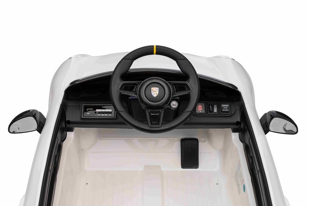 Elektrické autíčko RUF GT 12V, biele, Otváracie dvere, 2.4 GHz diaľkové ovládanie, LED sve