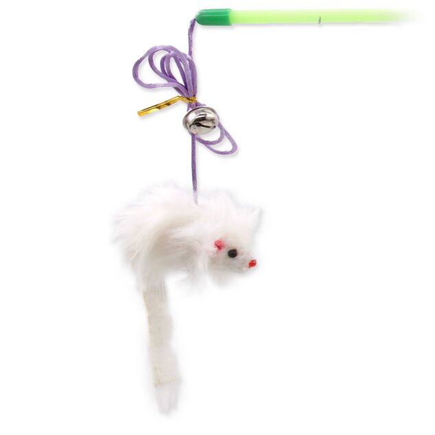 Hračka Magic Cat prút s myškou a rolničkou catnipom 17cm+49cm 24ks